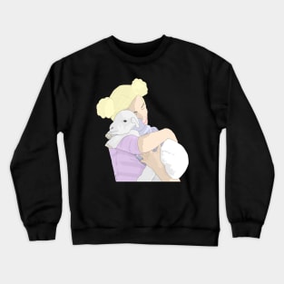 Girl hugging a lamb Crewneck Sweatshirt